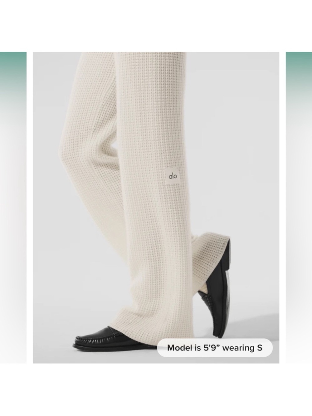 ALO Yoga Cream Knit Waffle Lounge Pants - Picture 5 of 6